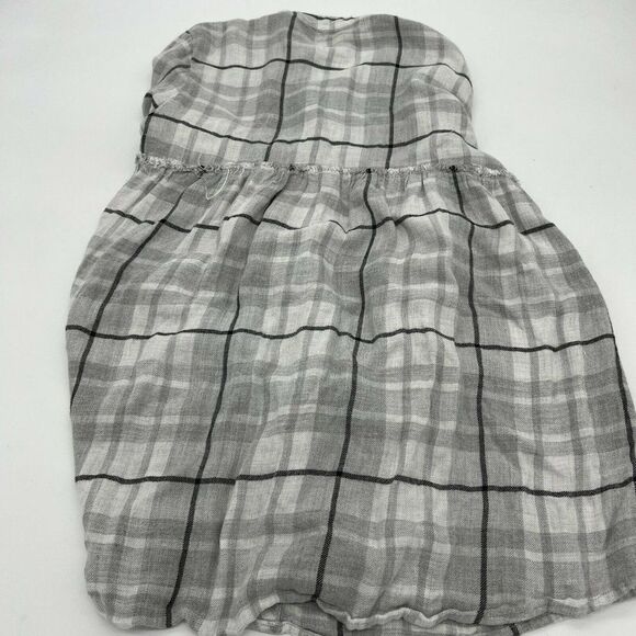 Cloth & Stone Gray Plaid Rayon Shirt Fray Trim Misses Size XXS - Picture 4 of 5